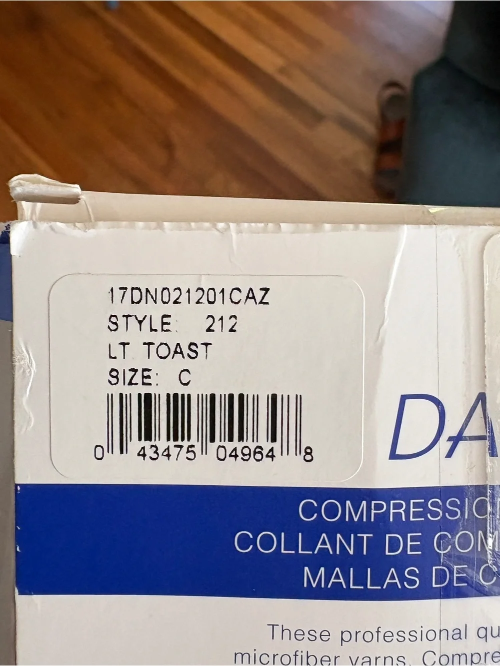 Danskin 212 Compression Microfiber Footed Tights Size C Light Toast NOS USA